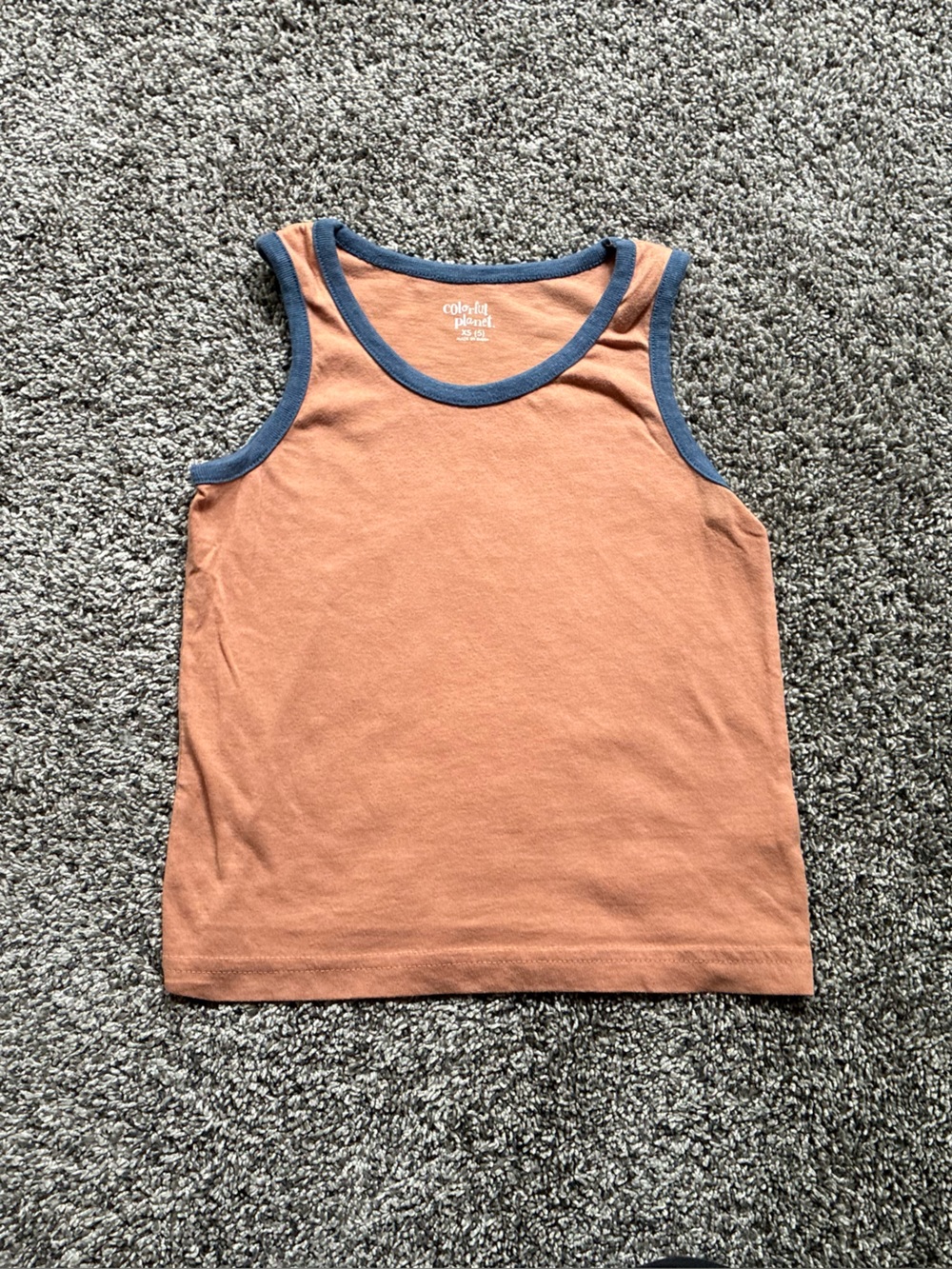 Colorful Planet Boy’s Orange and Gray Tank Top, Size XS (5)